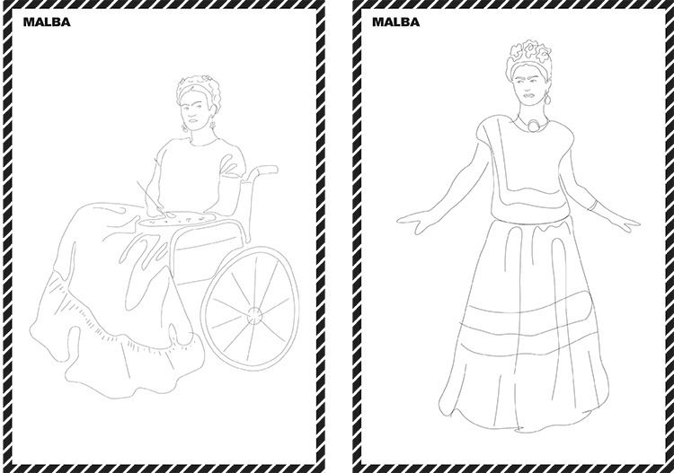 Descargables Malba para colorear El guardarropas de Frida Kahlo Malba